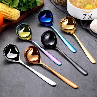 China Korean hot pot spoon soup spoon creative viable 304 stainless steel handle long large the round table spoon for sale