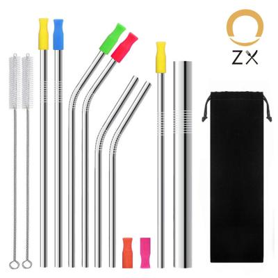 China 18/10 Stainless Steel Metal Bubble Tea Sustainable Drinking Straw With Silicone Tips for sale