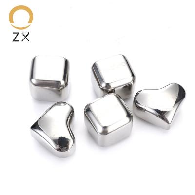 China Custom Logo Reusable Heart Shaped Stainless Steel Metal Ice Cube Personalized Ice Cube Viable In Box for sale