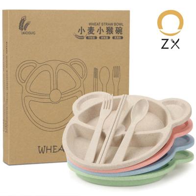 China Environmentally Sustainable Degradable Wheat Dinnerware Sets For Kids With Separate Dishes Wheat Straw Dish for sale