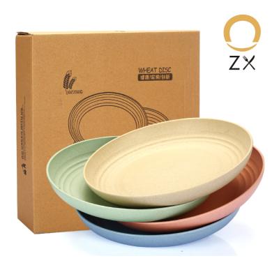 China Minimalist Unbreakable Wheat Straw Plates Reusable 7.8 9 10 Inch Dinner Plate Set Bowls Large Dinner Plate For Adult Children Kids for sale