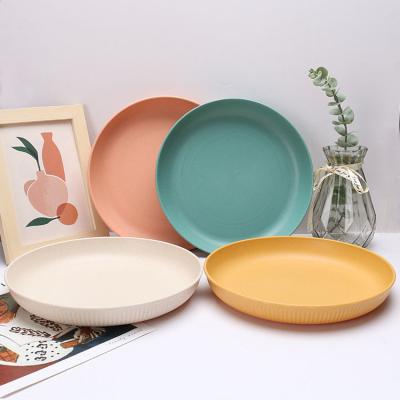 China Eco-Friendly Sustainable Best Selling Round Tableware Wheat Straw Dinner Plate Dish Plates Set for sale