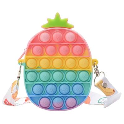 China Decompression 2022 Busy People For Kids New Mini Bubble Sensory Silicone Wallet Key Purse Chain Bags Push Busty Person for sale