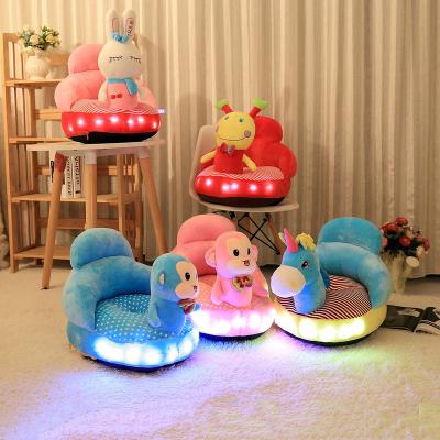 China Lovely Gift Custom Plush Led Light Baby Animal Sofa Cushion Sitting Toy Led Music Sofa Chair Colorful Stuffed Toys for sale