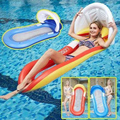 China Water Entertainment Plastic Tray Pad With Net Sunshade Recliner Floating Chair Covering Inflatable Tent Pool Toys Floating Mat Water Play Equipment for sale