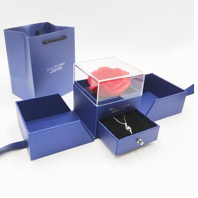 China Jewelry Gifts Packaging Eternal Jewelry Box Flower Rose Jewelry Box Necklace Ring Earring Gift Box for sale