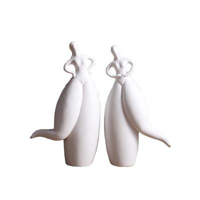 China Dancer Ceramic Figure Nordic Creative Elegant White Abstract Women Decoration Wholesale Household Items Decoration for sale