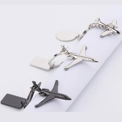 China Eco-friendly Custom Logo Laser Engrave 3D Airplane Design Metal Key Chain Tags For Promotion for sale