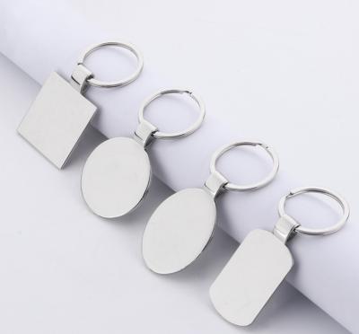 China Eco-friendly Custom Cheap White Round Square Oval Shape Metal Rectangle Key Chain With Logo Laser Print for sale