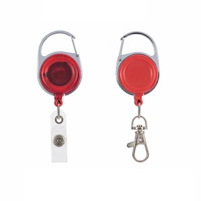 China Durable Custom Logo Print Or Retractable Epoxy Plastic Round Transparent Red Badge Reel for sale