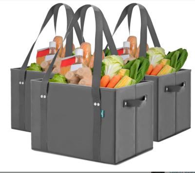 China 100% Custom Made Eco-Friendly Large Capacity Tote Shopping Storage Boxes Daily Heavy Duty Collapsible Utility Bags Stand Upright Viable for sale