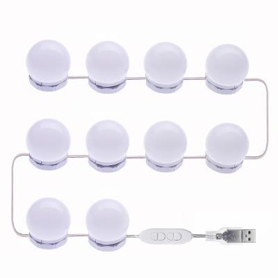 China Dimmable Modern LED Hollywood Style Makeup Mirror Light 3 Colors Lights USB Port With Stickers For Bathroom Or Dressing Mirrors for sale