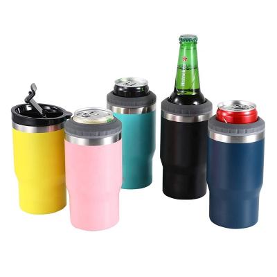 China Wholesale Hot Sale 18 Viable 8 Stainless Steel 4 In 1 Cans Cooler And Beer Bottle Insulator And Lean 14oz Rack Tumbler In Stock for sale