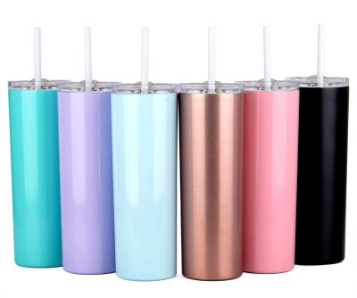 China Sustainable Hot Selling Stainless Steel Coffee Mugs 20oz Lean Tumbler Cups Double Wall Vacuum Insulated Tumbler With Lid And Straw for sale