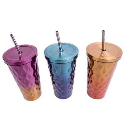 China Durable Custom Outdoor 16oz Double Wall Stainless Steel Vacuum Insulated Tumbler Cups With Lid And Straw for sale