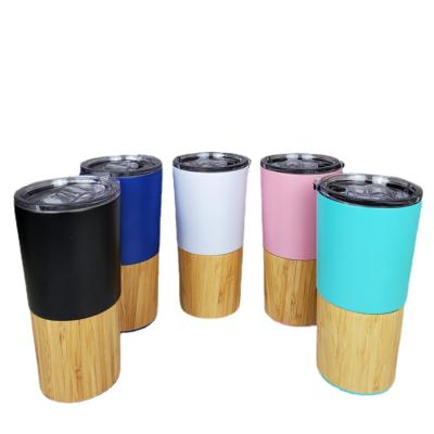 China 2021 Products 2021 Wholesale Classic/Postmodern New Wall Style Stainless Steel Vacuum 20OZ Bamboo Car Ride Double Tumbler Customized With Sealing Lid for sale