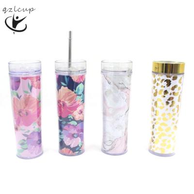 China 2021 New Sustainable Products 450ml Best Selling Plastic Coffee Cup Bottles Double Wall Water Bottles With Straw for sale