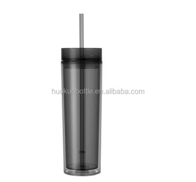 China Travel Mugs 2022 Hot Wholesale High Quality Clear Plastic Acrylic Double Travel Amazon Lean Wall Tumbler 16oz With Straw for sale