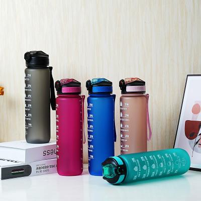 China 2022 Sports Plastic Gym Minimalist Reusable Leak Proof Portable Viable 32oz Mouth 1 Liter Motivation Width Tritan Aesthetic Water Bottle for sale