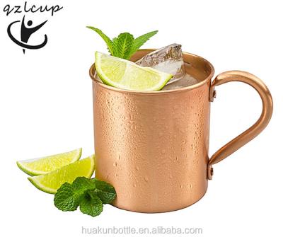 China Viable Wholesale Custom Print 16oz Copper Plating Stainless Steel Travel Beer Mug, Moscow Mule Copper Drink Mugs With Handle for sale