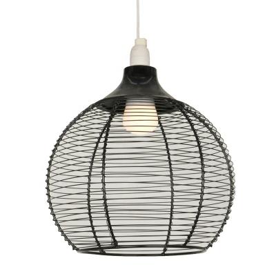 China Industrial Vintage Wire Metal Basket Cage Lighting Net Cage Pendant Metal Ceiling Hanging Lamp for sale