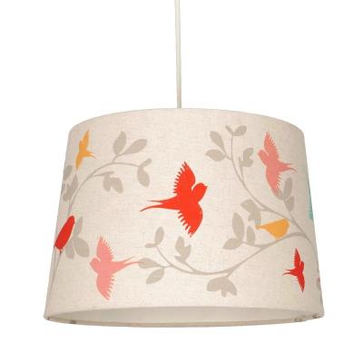 China Kids Nordic Antique Digital Canvas Pendant Ceil Birds Cartoom Print Fabric Light Chandelier Lamp Shade in Bedroom Living Room for sale