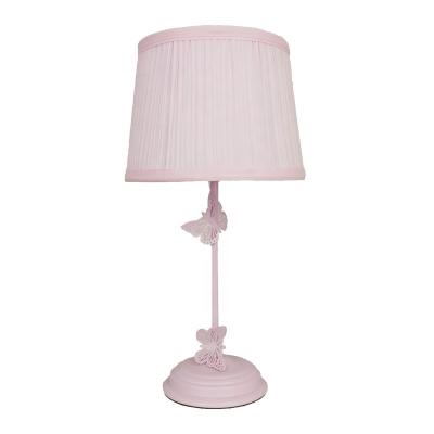 China Cute Pink Butterfly Shade Cover Canvas Princess Kids Living Room Metal Base Table Lamp for sale