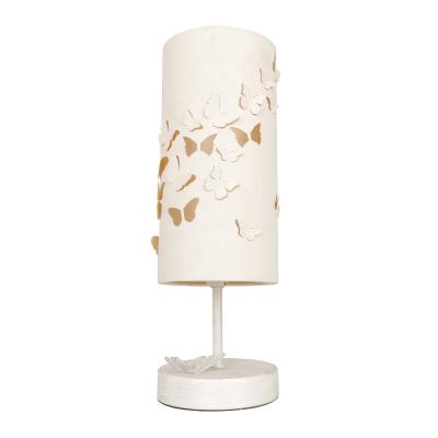 China Modern home decor luxury bed side butterfly laster cut fabric living room metal base reading table lamp for sale