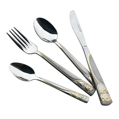 China Wholesale 86pcs Gold Satin Hot Sales Stainless Steel Spoon Viable Fork Knife Cutlery Set With Luxury Leather Case Box for sale