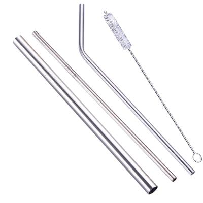 China Factory Direct Sale Eco Viable 18/8 Stainless Steel Reusable Straight Straw Leaning Metal Drinking Straw Set for sale