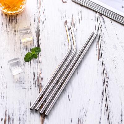 China Sustainable Hot-selling Stainless Steel Metal Straw Set Reusable Drinking Straw Portable Drinking Silver Stainless Straws for sale