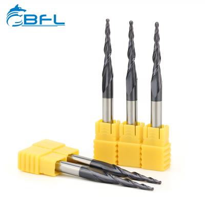 China BFL 2 Cutting High Speed ​​Flute Carbide Taper Ball Nose End Mill Solid CNC Machine Tools for sale