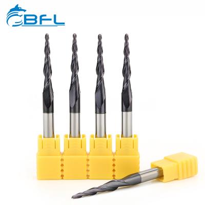 China Carbide BFL 2 Flute Carbide Precision Tapered Ball Nose End Mill Tools for sale