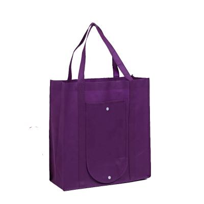 China Shengming Stock Grocery Folding Biodegradable Nonwoven T-shirt Shopping Bags With Button for sale