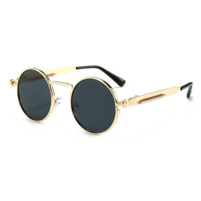 China Fashion Sunglasses Vintage Round Mirror Spring Metal Steampunk Mens Sun Glasses For Men Women Eyewear Retro for sale