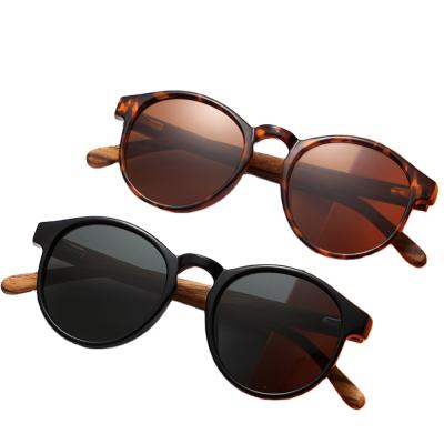 China Hot Sale Fashion Sunglasses Male And Female Polarized Sunglasses Round Frame Retro Bamboo And Wood Sun Glasses for sale