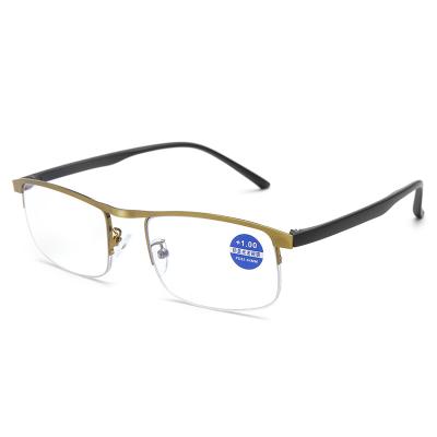 China Temples Comfortable Half-frame Slim Female Patterned High-definition Anti-blue Reading Glasses for sale