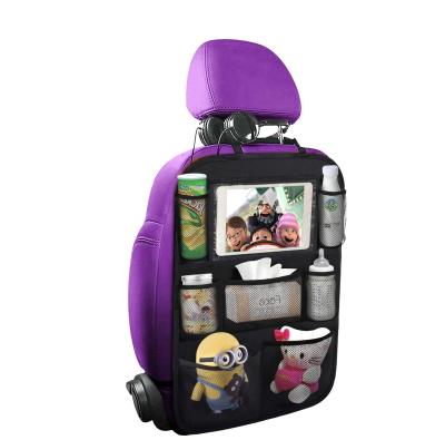 China Universal Car Backseat Organizer with Touch Screen Tablet Holder 7 Storage Pockets Kick MatsBack Seat Protector for Kids and Toddlers for sale