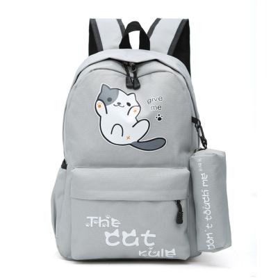 China Lovely Cat Printed Shoulder Backpack anti-theft bag with pencil case for sale