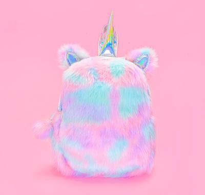 China Anti-theft Toddler Kids Unicorn Backpack Velvet Soft Rainbow Backbag Plush Stroll Cute Plush For Kids for sale