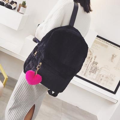 China Wholesale Korean Anti-theft Fashion Velvet Plush Backpack With Heart Clip for sale