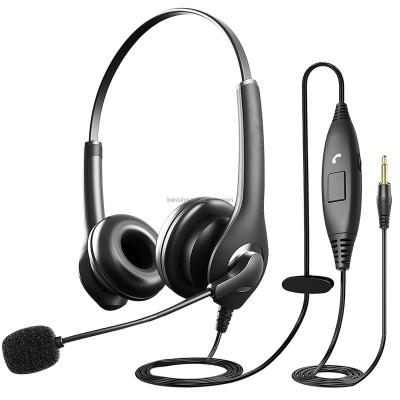 China Headband Noise Reduction Business Computer Headsets Wired On Ear 3.5mm Jack PC Computer Call Center Headphones With MIC for sale