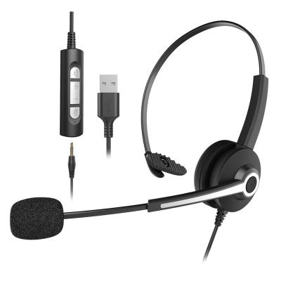 China High Quality Noise Canceling Earphone with 3.5mm and USB Adapter for Student and People Work at Home for sale