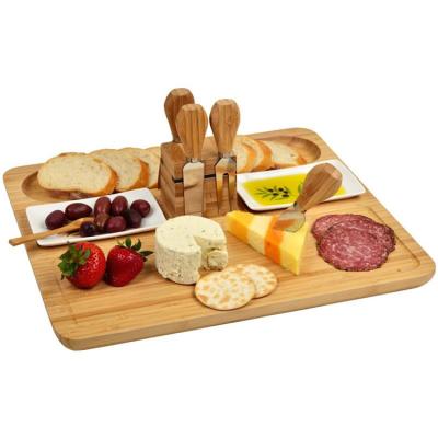 China Viable Unique Design Custom Kitchen Magnetic Chopping Slicing Board and Knife Set Bamboo Cheese Tray for sale