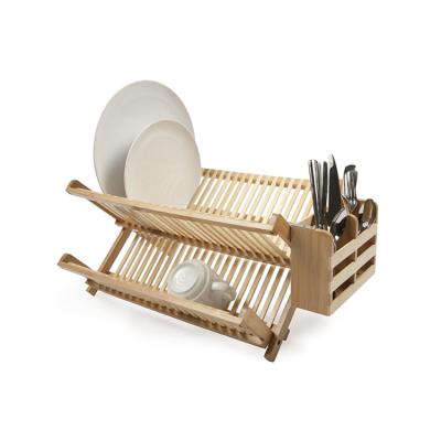 China Good Quality Viable Wholesale Multi Purpose Dish Arc Rack With Bamboo Utensil Rack Dish Drying Rack for sale