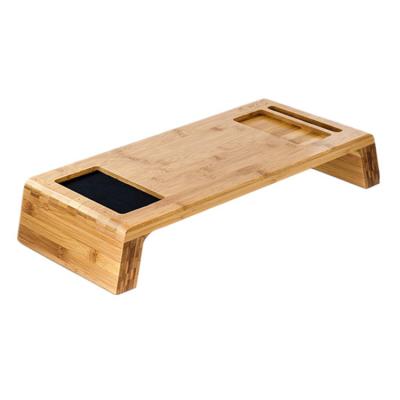 China Top Selling Custom Multifunctional Riser Eco-Friendly Natural Bamboo Monitor Stand Organizer Desktop Laptop Computer Stand for sale