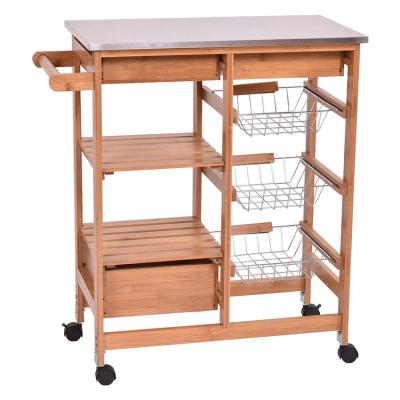 China Fashion Wholesale Multiple Size Furniture Hot Selling Home Food Delivery Car Dining Kitchen Bamboo Cart for sale