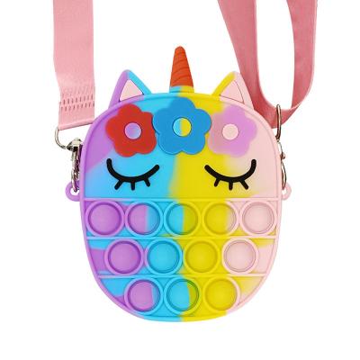 China Decompression bubble bag unicorn anti-rat purse border bag bursting fashion silicone wallet anti-rat pioneer children satchel bag for sale