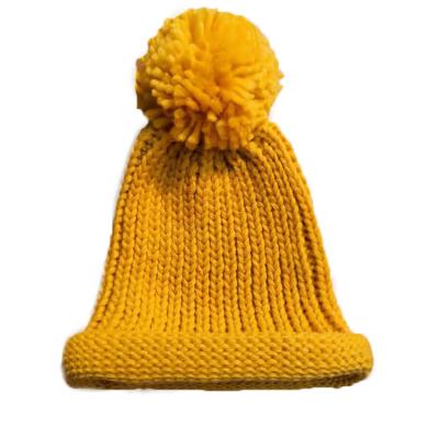 China Winter COMMON pom pom knit hats kids warm high quality knit beanie hat baby hat for sale