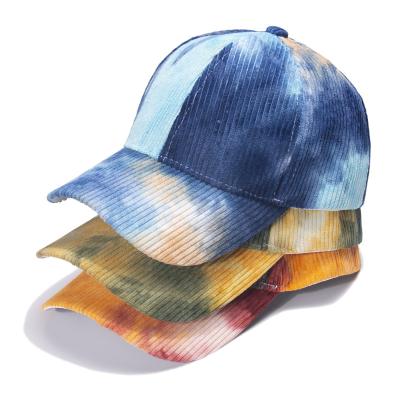 China New character men's and women's autumn and winter tie-dye baseball caps and shade baseball hats fashion corduroy hats for sale